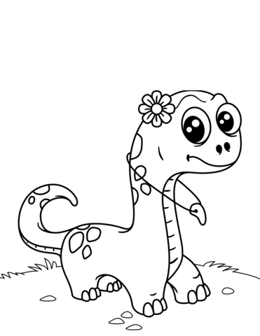 Cute Dinosaur With Tooth Necklace Coloring Page